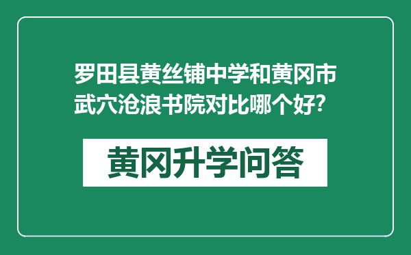 罗田县黄丝铺中学和黄冈市武穴沧浪书院对比哪个好？