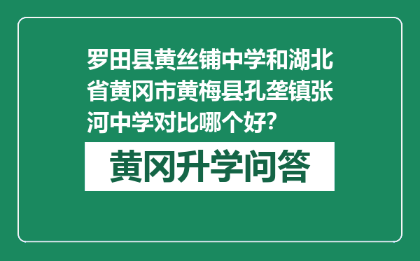罗田县黄丝铺中学和湖北省黄冈市黄梅县孔垄镇张河中学对比哪个好？