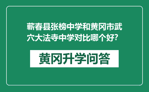 蕲春县张榜中学和黄冈市武穴大法寺中学对比哪个好？