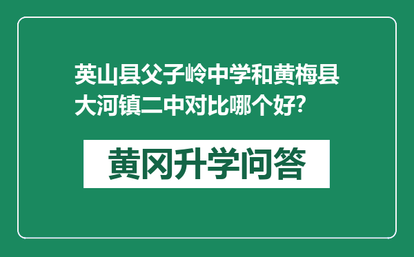 英山县父子岭中学和黄梅县大河镇二中对比哪个好？