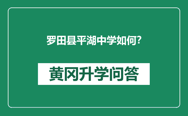 罗田县平湖中学如何？