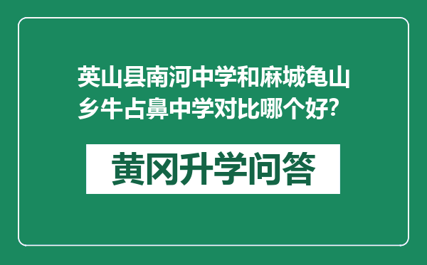 英山县南河中学和麻城龟山乡牛占鼻中学对比哪个好？