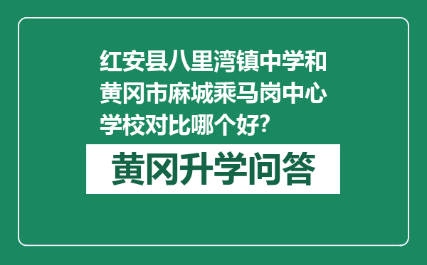 红安县八里湾镇中学和黄冈市麻城乘马岗中心学校对比哪个好？