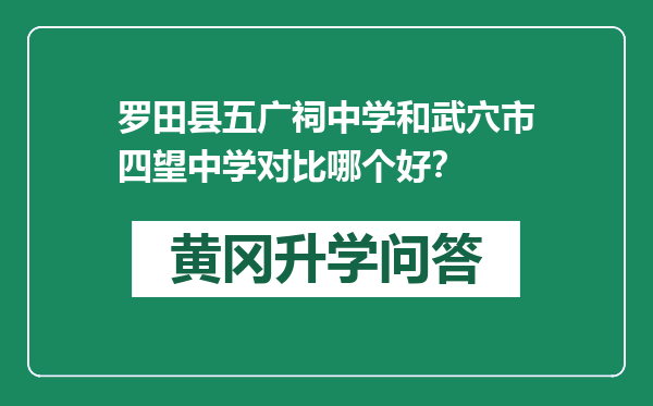 罗田县五广祠中学和武穴市四望中学对比哪个好？