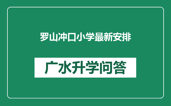 罗山冲口小学最新安排
