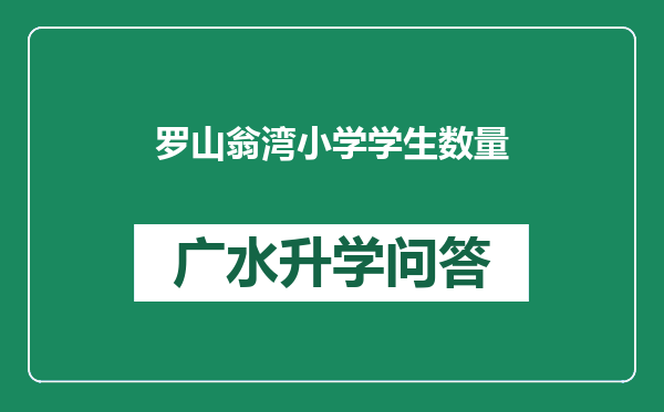罗山翁湾小学学生数量