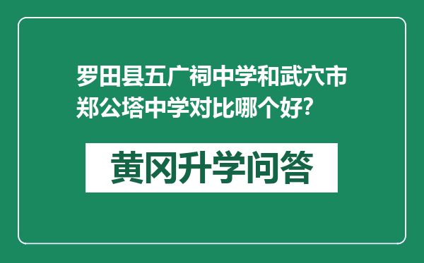 罗田县五广祠中学和武穴市郑公塔中学对比哪个好？