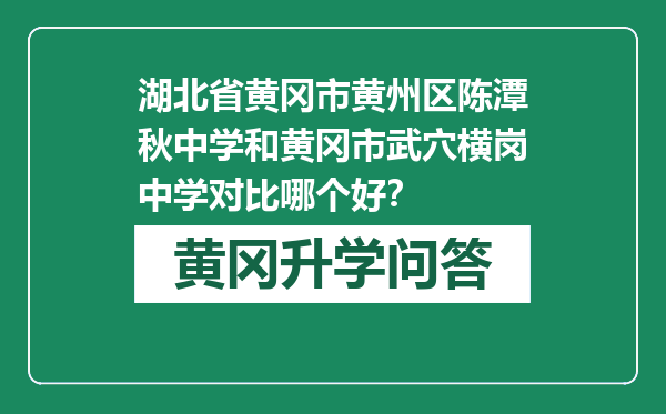 湖北省黄冈市黄州区陈潭秋中学和黄冈市武穴横岗中学对比哪个好？