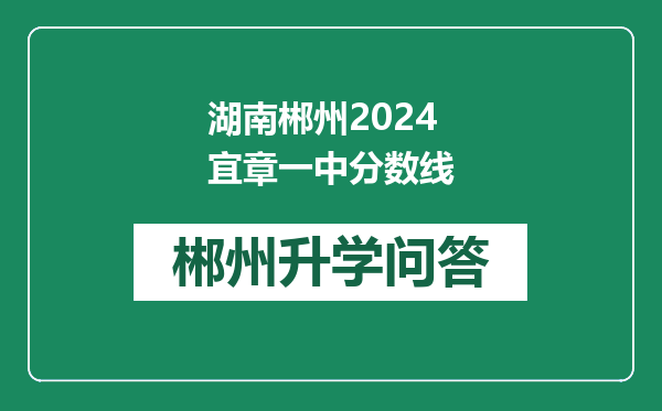 湖南郴州2024宜章一中分数线