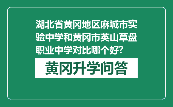 湖北省黄冈地区麻城市实验中学和黄冈市英山草盘职业中学对比哪个好？