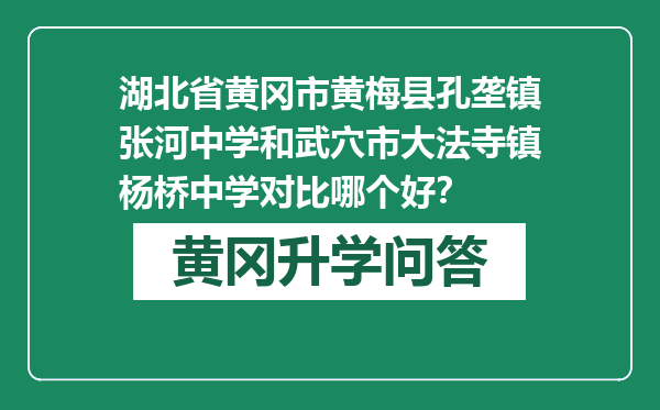 湖北省黄冈市黄梅县孔垄镇张河中学和武穴市大法寺镇杨桥中学对比哪个好？