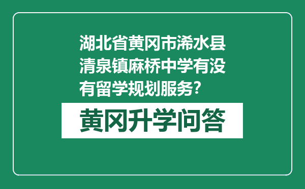 湖北省黄冈市浠水县清泉镇麻桥中学有没有留学规划服务？