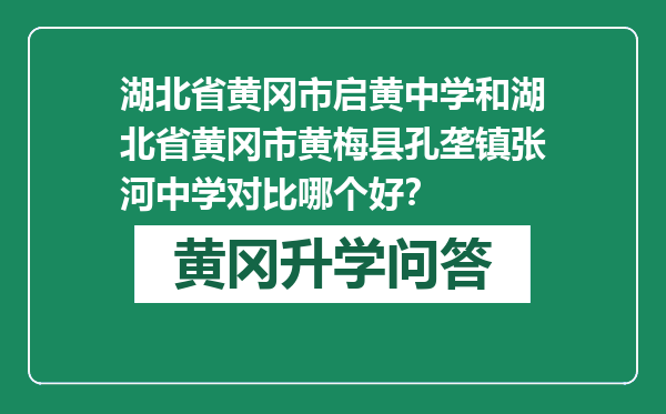 湖北省黄冈市启黄中学和湖北省黄冈市黄梅县孔垄镇张河中学对比哪个好？