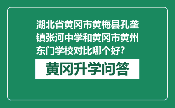 湖北省黄冈市黄梅县孔垄镇张河中学和黄冈市黄州东门学校对比哪个好？