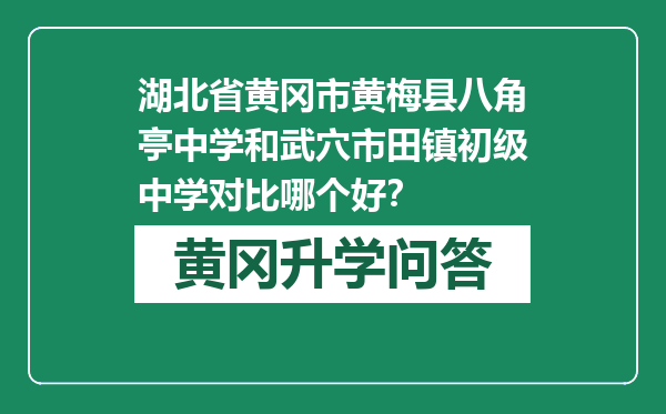 湖北省黄冈市黄梅县八角亭中学和武穴市田镇初级中学对比哪个好？