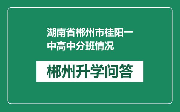 湖南省郴州市桂阳一中高中分班情况