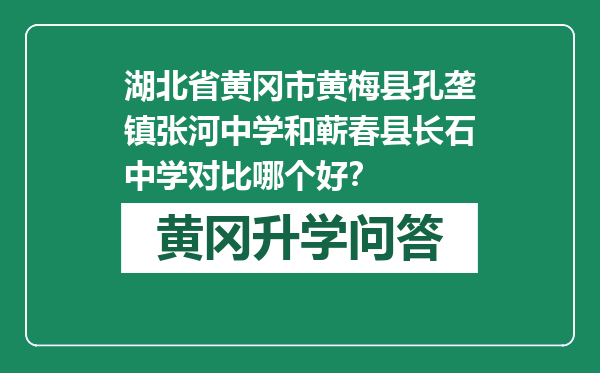 湖北省黄冈市黄梅县孔垄镇张河中学和蕲春县长石中学对比哪个好？