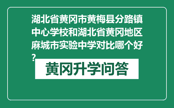 湖北省黄冈市黄梅县分路镇中心学校和湖北省黄冈地区麻城市实验中学对比哪个好？