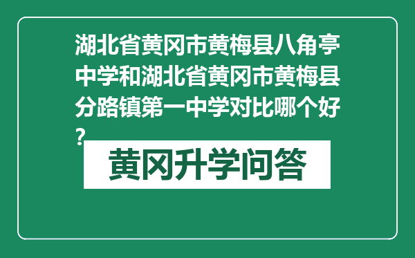 湖北省黄冈市黄梅县八角亭中学和湖北省黄冈市黄梅县分路镇第一中学对比哪个好？