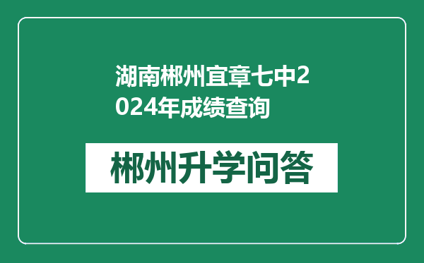 湖南郴州宜章七中2024年成绩查询