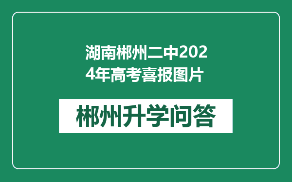 湖南郴州二中2024年高考喜报图片