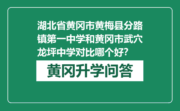 湖北省黄冈市黄梅县分路镇第一中学和黄冈市武穴龙坪中学对比哪个好？