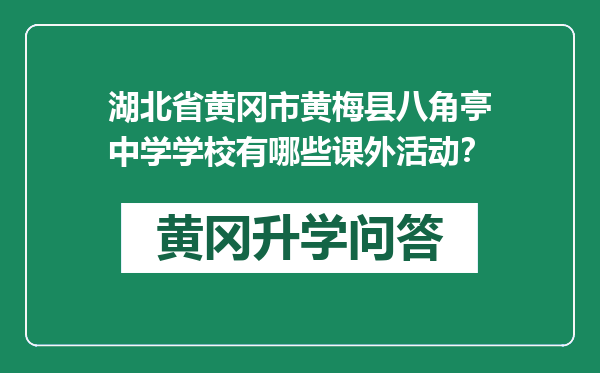湖北省黄冈市黄梅县八角亭中学学校有哪些课外活动？