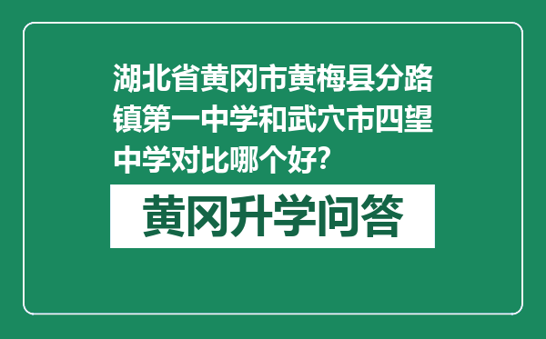 湖北省黄冈市黄梅县分路镇第一中学和武穴市四望中学对比哪个好？