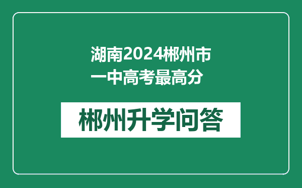 湖南2024郴州市一中高考最高分