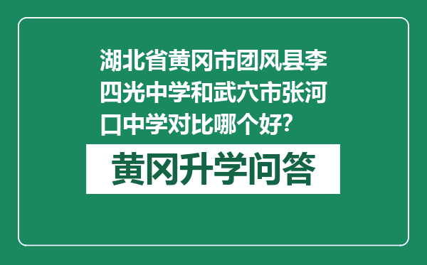 湖北省黄冈市团风县李四光中学和武穴市张河口中学对比哪个好？