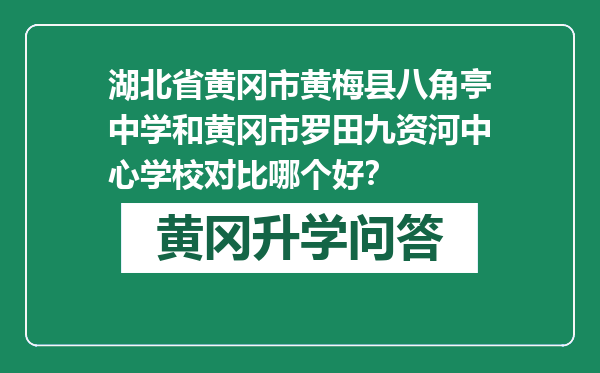 湖北省黄冈市黄梅县八角亭中学和黄冈市罗田九资河中心学校对比哪个好？