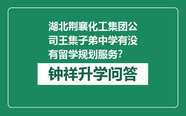 湖北荆襄化工集团公司王集子弟中学有没有留学规划服务？
