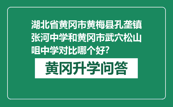 湖北省黄冈市黄梅县孔垄镇张河中学和黄冈市武穴松山咀中学对比哪个好？