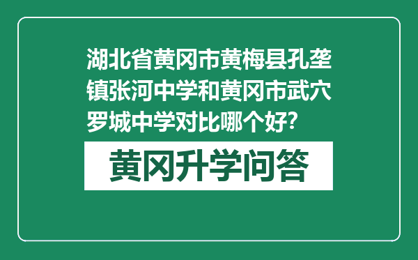 湖北省黄冈市黄梅县孔垄镇张河中学和黄冈市武穴罗城中学对比哪个好？