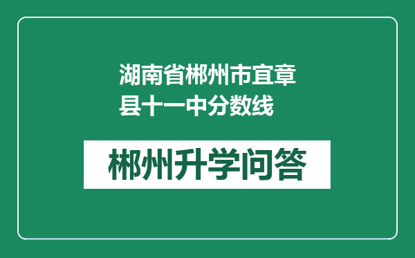 湖南省郴州市宜章县十一中分数线