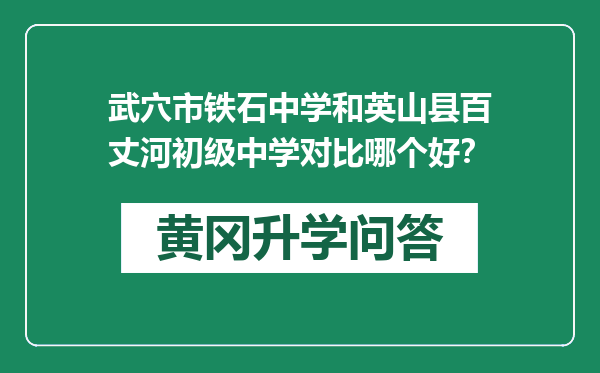 武穴市铁石中学和英山县百丈河初级中学对比哪个好？