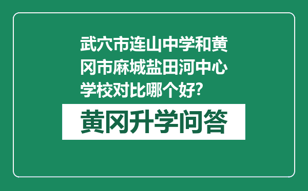 武穴市连山中学和黄冈市麻城盐田河中心学校对比哪个好？