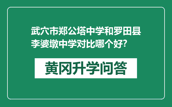 武穴市郑公塔中学和罗田县李婆墩中学对比哪个好？