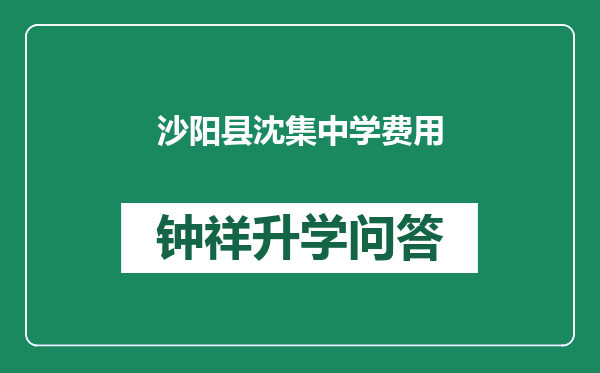 沙阳县沈集中学费用
