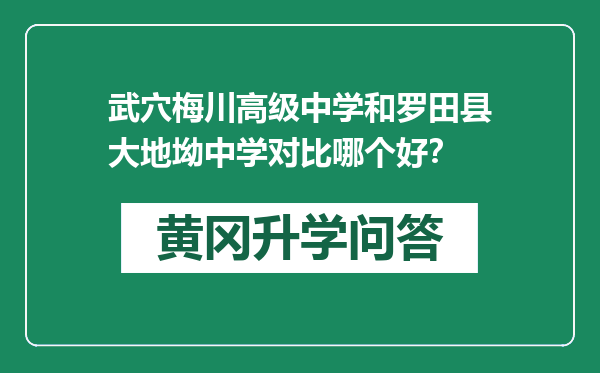 武穴梅川高级中学和罗田县大地坳中学对比哪个好？