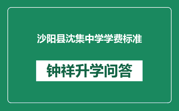 沙阳县沈集中学学费标准