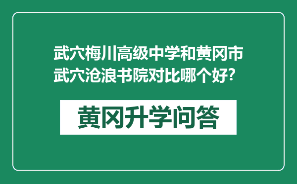 武穴梅川高级中学和黄冈市武穴沧浪书院对比哪个好？