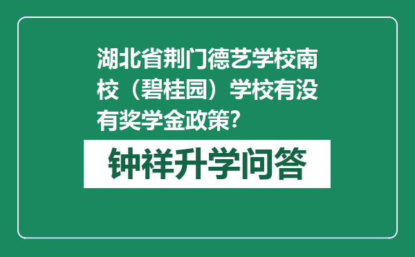 湖北省荆门德艺学校南校（碧桂园）学校有没有奖学金政策？