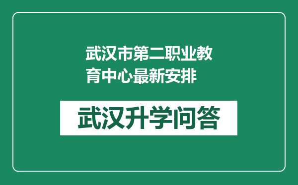 武汉市第二职业教育中心最新安排