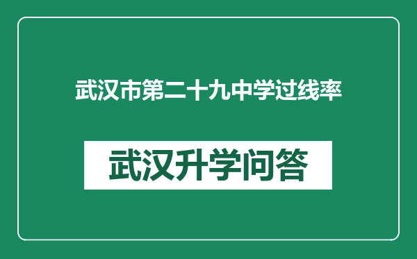 武汉市第二十九中学过线率