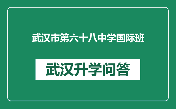 武汉市第六十八中学国际班