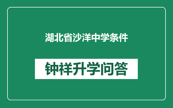 湖北省沙洋中学条件