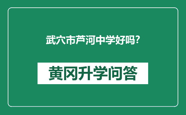 武穴市芦河中学好吗？