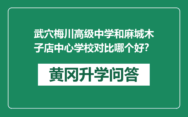 武穴梅川高级中学和麻城木子店中心学校对比哪个好？