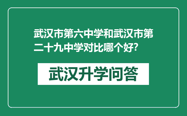 武汉市第六中学和武汉市第二十九中学对比哪个好？